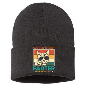 Worlds Best Farter I Mean Father Funny Best Cat Dad Ever Sustainable Knit Beanie