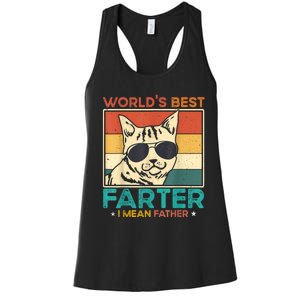 Worlds Best Farter I Mean Father Funny Best Cat Dad Ever Women's Racerback Tank