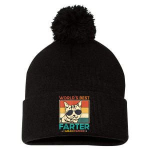 Worlds Best Farter I Mean Father Funny Best Cat Dad Ever Pom Pom 12in Knit Beanie