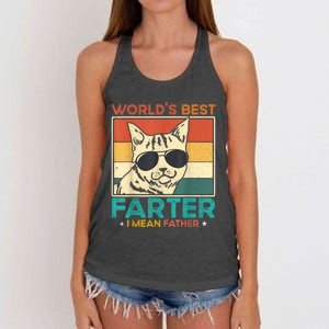 Worlds Best Farter I Mean Father Funny Best Cat Dad Ever Women's Knotted Racerback Tank