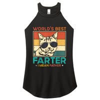 Worlds Best Farter I Mean Father Funny Best Cat Dad Ever Women's Perfect Tri Rocker Tank