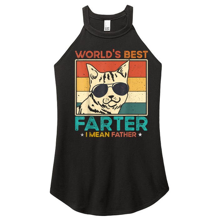 Worlds Best Farter I Mean Father Funny Best Cat Dad Ever Women's Perfect Tri Rocker Tank