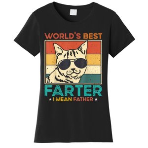 Worlds Best Farter I Mean Father Funny Best Cat Dad Ever Women's T-Shirt