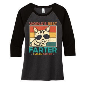 Worlds Best Farter I Mean Father Funny Best Cat Dad Ever Women's Tri-Blend 3/4-Sleeve Raglan Shirt