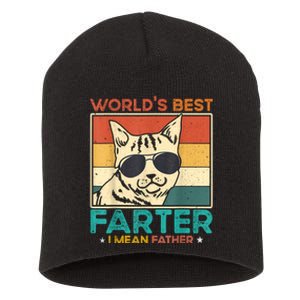 Worlds Best Farter I Mean Father Funny Best Cat Dad Ever Short Acrylic Beanie