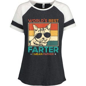 Worlds Best Farter I Mean Father Funny Best Cat Dad Ever Enza Ladies Jersey Colorblock Tee