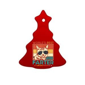 Worlds Best Farter I Mean Father Funny Best Cat Dad Ever Ceramic Tree Ornament