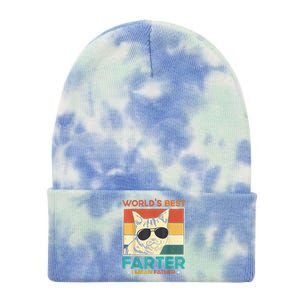 Worlds Best Farter I Mean Father Funny Best Cat Dad Ever Tie Dye 12in Knit Beanie