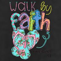 Walk By Faith Flip Flops Christian Jesus Bible Verse Summer 7 Panel Mesh Trucker Snapback Hat