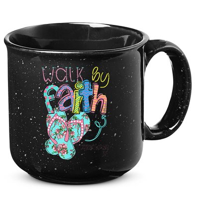 Walk By Faith Flip Flops Christian Jesus Bible Verse Summer 15oz Campfire Ceramic Mug