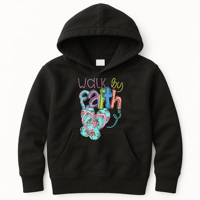 Walk By Faith Flip Flops Christian Jesus Bible Verse Summer Kids Hoodie