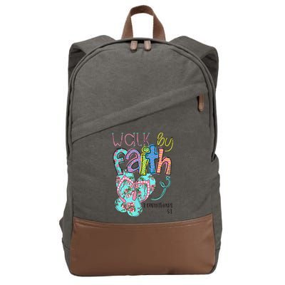 Walk By Faith Flip Flops Christian Jesus Bible Verse Summer Cotton Canvas Backpack