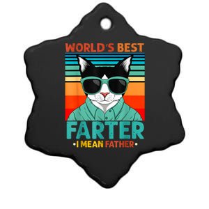 Worlds Best Farter I Mean Father Best Cat Dad Ever Ceramic Star Ornament