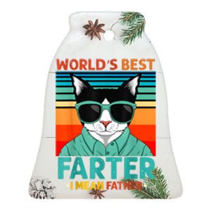 Worlds Best Farter I Mean Father Best Cat Dad Ever Ceramic Bell Ornament