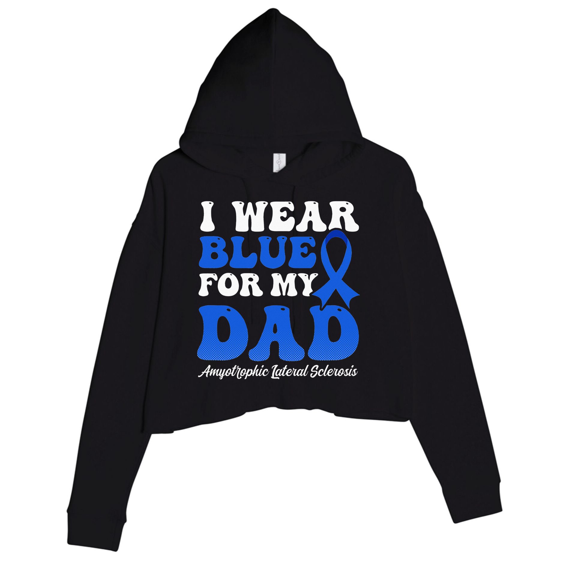 Wear Blue For Dad Design Als Awarenesss Crop Fleece Hoodie