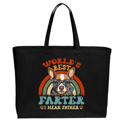 Worlds Best Farter I Mean Father Best Dad Ever Cool Dog Cotton Canvas Jumbo Tote