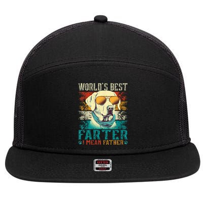 Worlds Best Farter I Mean Father Best Dad Ever Cool Dog 7 Panel Mesh Trucker Snapback Hat