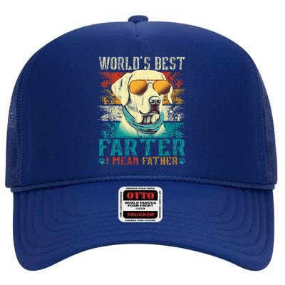 Worlds Best Farter I Mean Father Best Dad Ever Cool Dog High Crown Mesh Back Trucker Hat