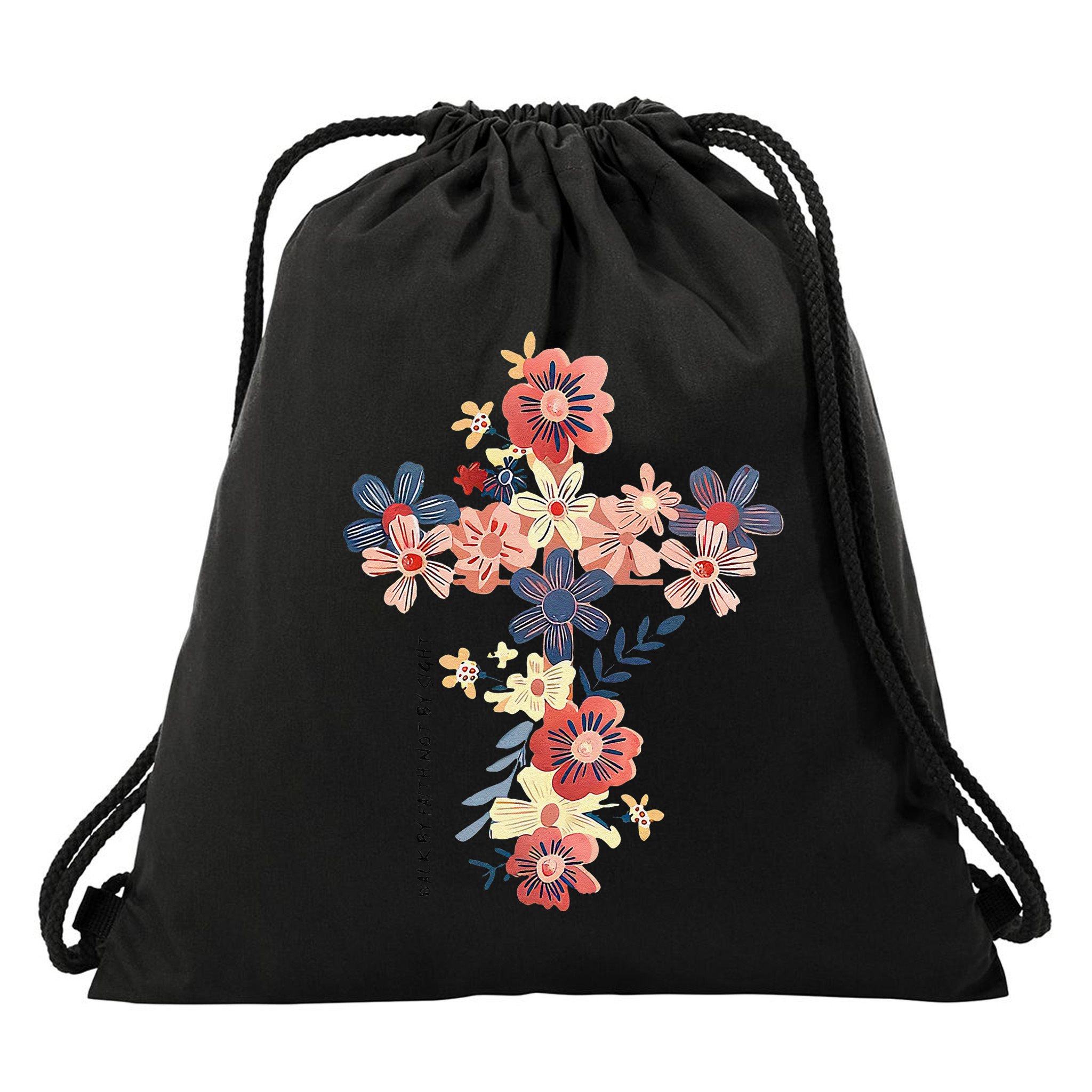 Walk By Faith Not By Sight Jesus Is The Light Bible Verse .Png Drawstring Bag