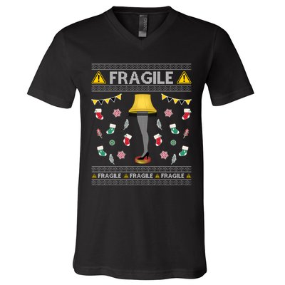 Wild Bobby Fragile Leg Lamp Christmas Story Funny Ugly V-Neck T-Shirt