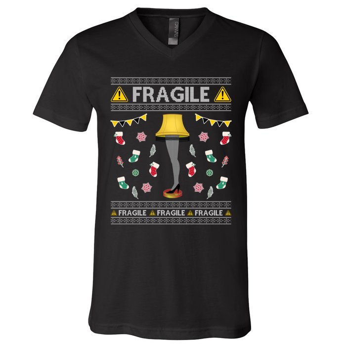 Wild Bobby Fragile Leg Lamp Christmas Story Funny Ugly V-Neck T-Shirt