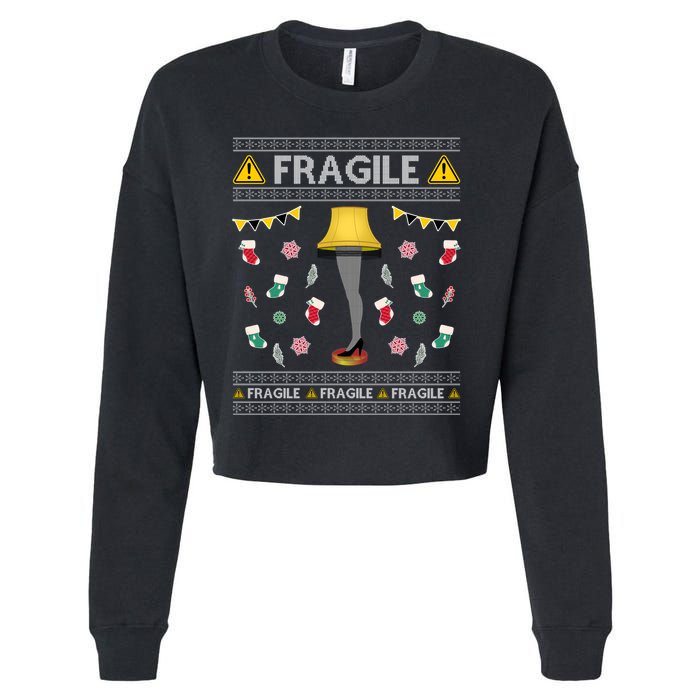 Wild Bobby Fragile Leg Lamp Christmas Story Funny Ugly Cropped Pullover Crew