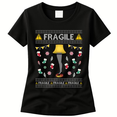 Wild Bobby Fragile Leg Lamp Christmas Story Funny Ugly Womens T-Shirt