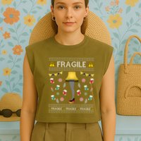 Wild Bobby Fragile Leg Lamp Christmas Story Funny Ugly Garment-Dyed Women's Muscle Tee