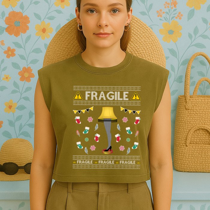 Wild Bobby Fragile Leg Lamp Christmas Story Funny Ugly Garment-Dyed Women's Muscle Tee