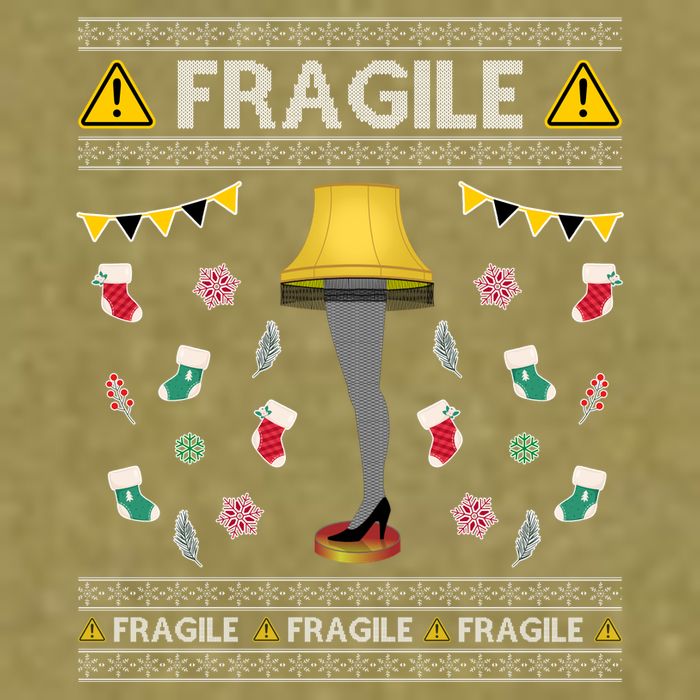 Wild Bobby Fragile Leg Lamp Christmas Story Funny Ugly Garment-Dyed Women's Muscle Tee