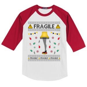 Wild Bobby Fragile Leg Lamp Christmas Story Funny Ugly Kids Colorblock Raglan Jersey