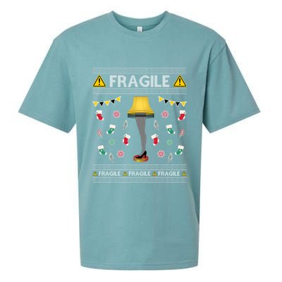 Wild Bobby Fragile Leg Lamp Christmas Story Funny Ugly Sueded Cloud Jersey T-Shirt
