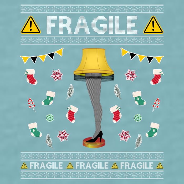 Wild Bobby Fragile Leg Lamp Christmas Story Funny Ugly Sueded Cloud Jersey T-Shirt