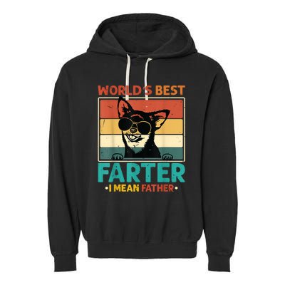 Worlds Best Farter I Mean Father Best Dad Ever Cool Dog Garment-Dyed Fleece Hoodie