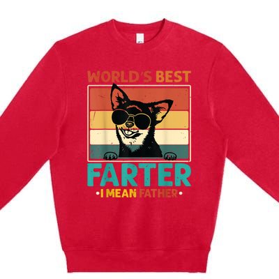 Worlds Best Farter I Mean Father Best Dad Ever Cool Dog Premium Crewneck Sweatshirt