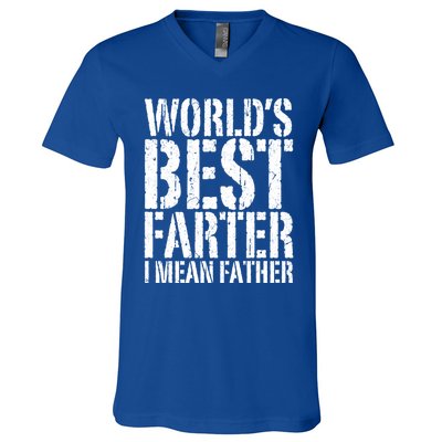 WorldS Best Farter I Mean Father Funny Gift Fathers Day Great Gift V-Neck T-Shirt