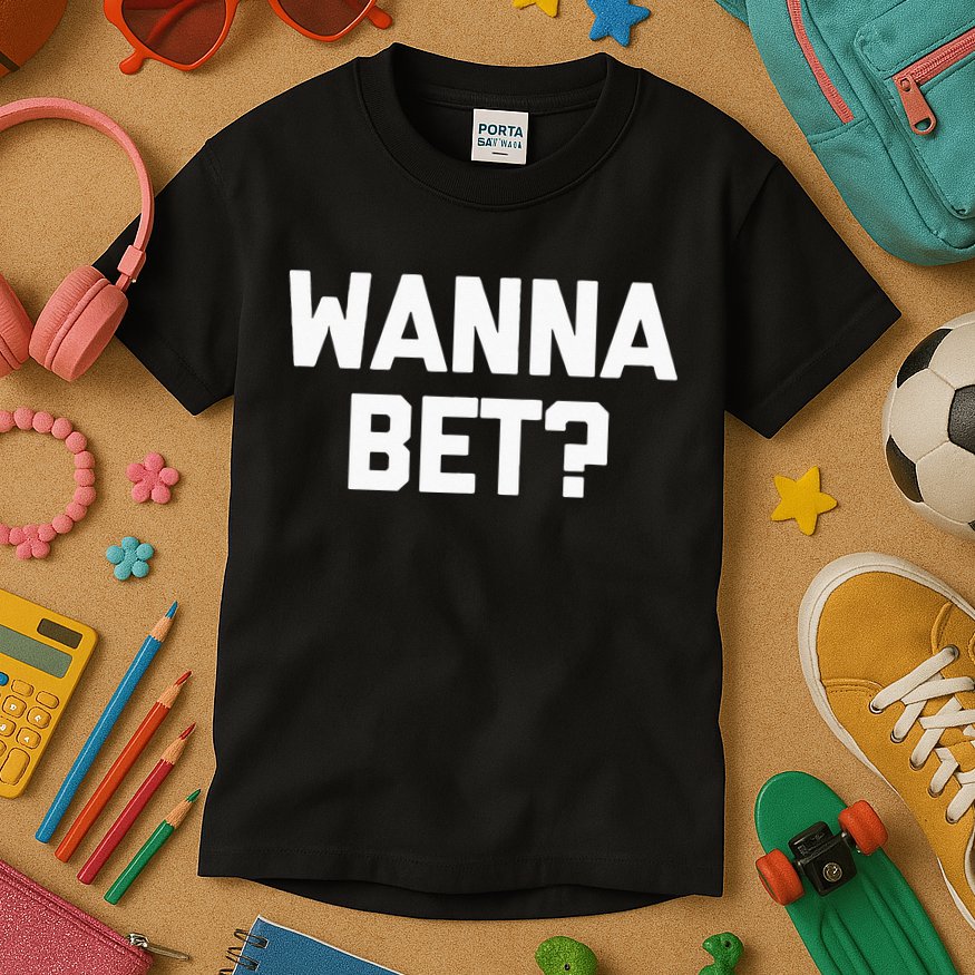 Wanna Bet Funny Saying Sarcastic Gambler Gambling Casino Kids T-Shirt