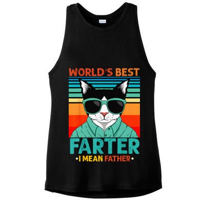 Worlds Best Farter I Mean Father Best Cat Dad Ever Ladies PosiCharge Tri-Blend Wicking Tank