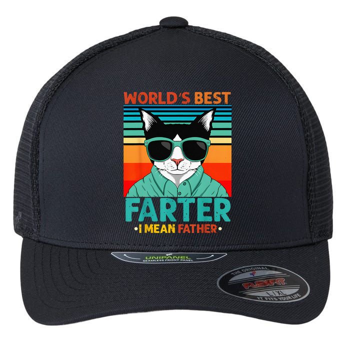 Worlds Best Farter I Mean Father Best Cat Dad Ever Flexfit Unipanel Trucker Cap