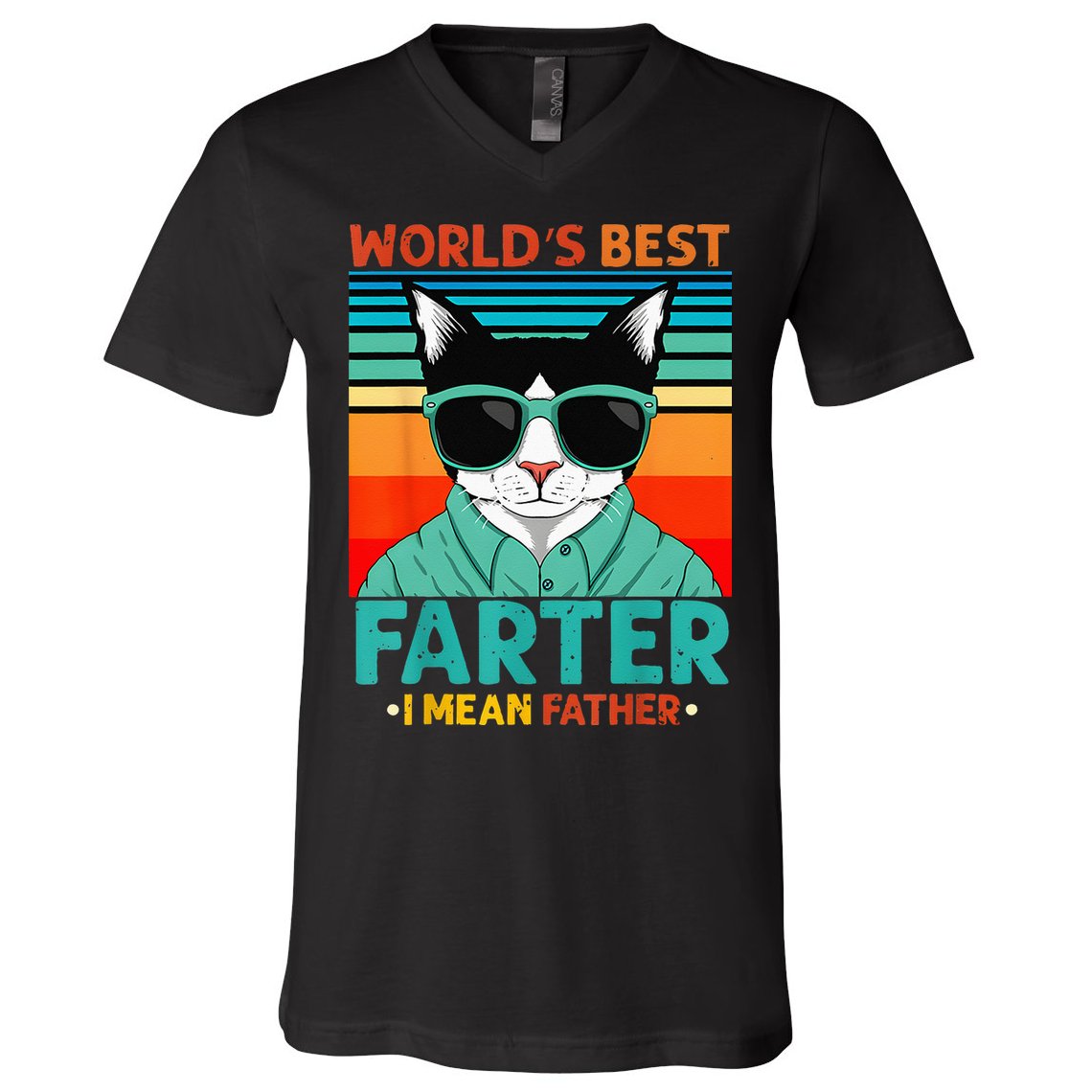 Worlds Best Farter I Mean Father Best Cat Dad Ever V-Neck T-Shirt