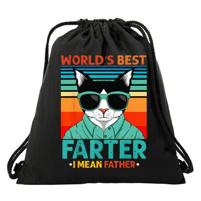 Worlds Best Farter I Mean Father Best Cat Dad Ever Drawstring Bag