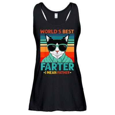 Worlds Best Farter I Mean Father Best Cat Dad Ever Ladies Essential Flowy Tank