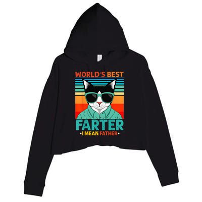 Worlds Best Farter I Mean Father Best Cat Dad Ever Crop Fleece Hoodie