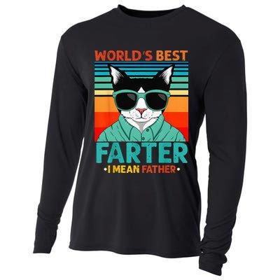 Worlds Best Farter I Mean Father Best Cat Dad Ever Cooling Performance Long Sleeve Crew