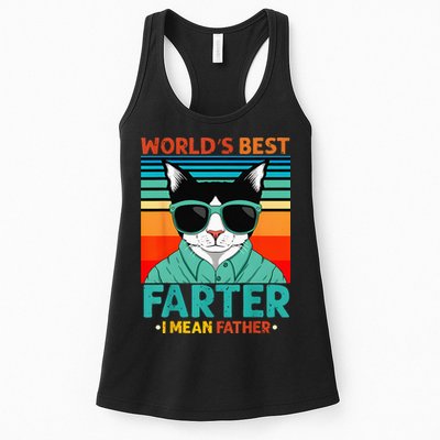 Worlds Best Farter I Mean Father Best Cat Dad Ever Womens Tank Top