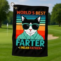 Worlds Best Farter I Mean Father Best Cat Dad Ever Golf Towel
