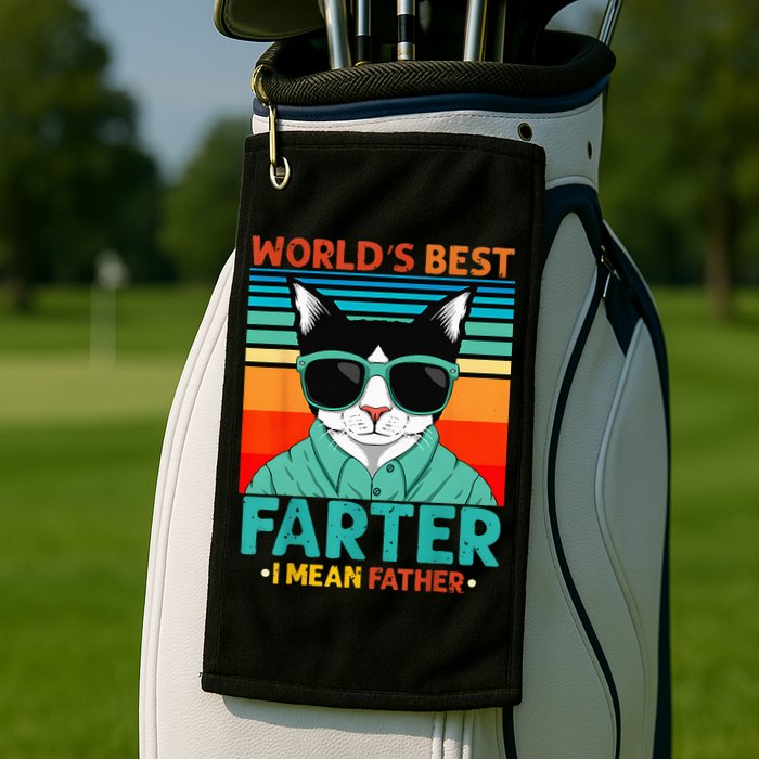 Worlds Best Farter I Mean Father Best Cat Dad Ever Golf Towel