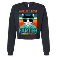 Worlds Best Farter I Mean Father Best Cat Dad Ever Cropped Pullover Crew