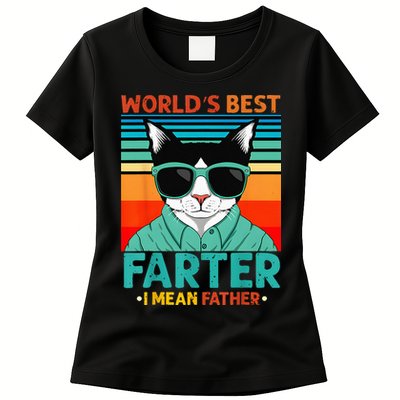 Worlds Best Farter I Mean Father Best Cat Dad Ever Womens T-Shirt