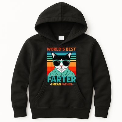 Worlds Best Farter I Mean Father Best Cat Dad Ever Kids Hoodie